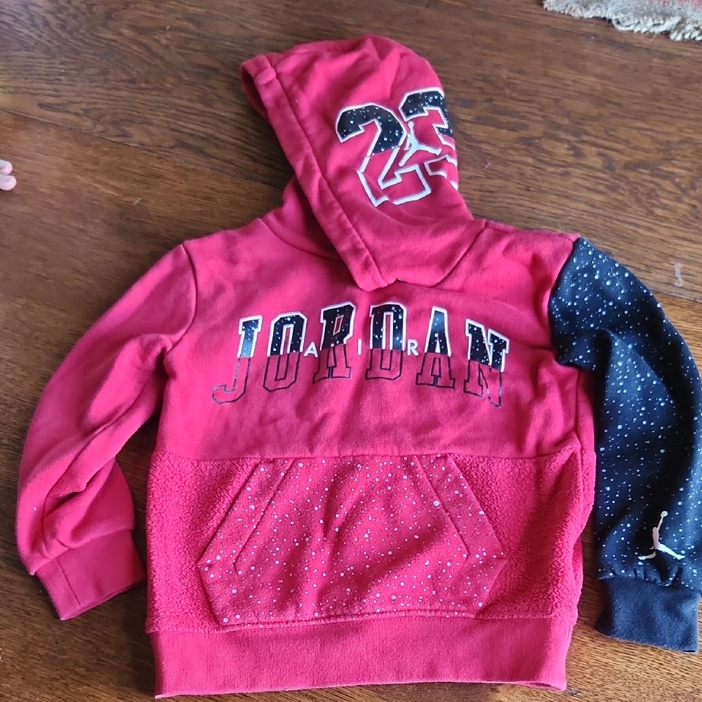 Jordan Kids Red and Black Speckled Hoodie